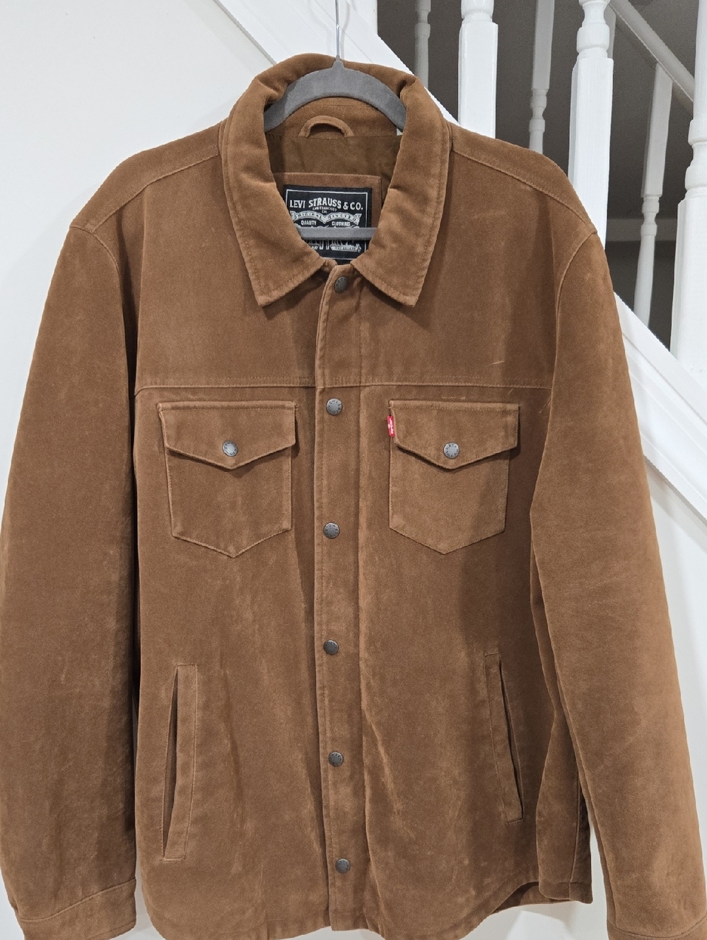 Levi's Faux Suede Trucker Jacket Warm Tan Brown Men's